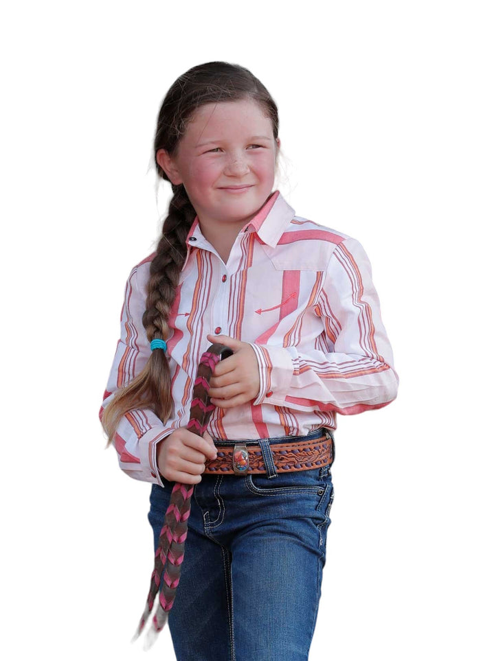 Girl's Pink/Multi Stripe Western Shirt
