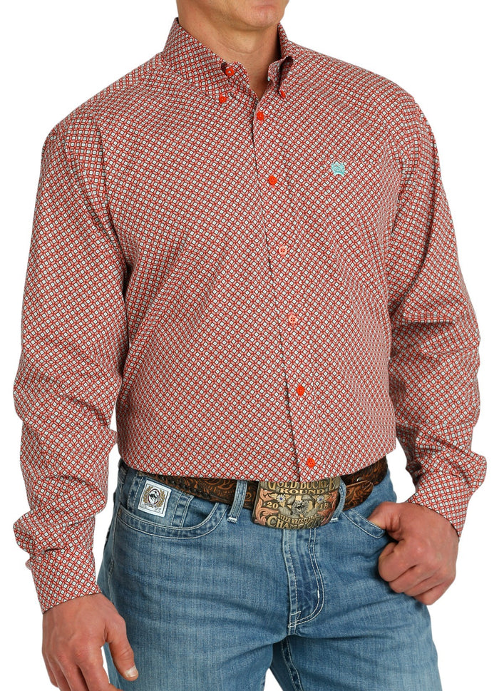 Men's Cinch Red Print Western Shirt