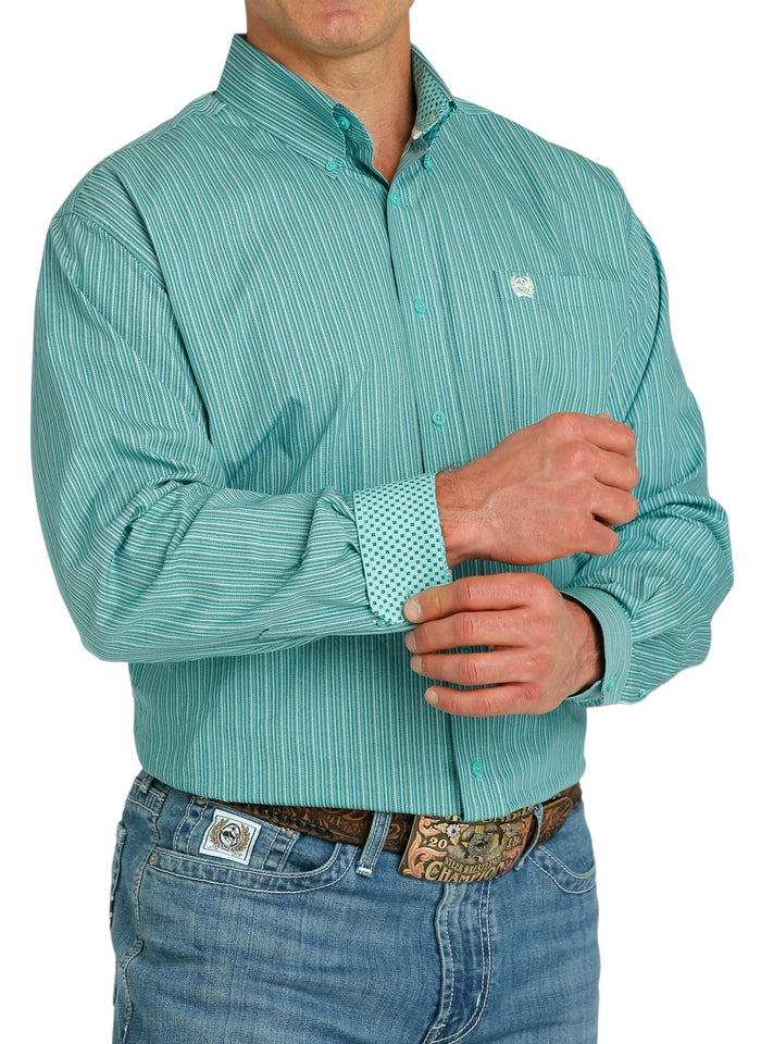 Men's Cinch Teal Blue Stripe Western Shirt
