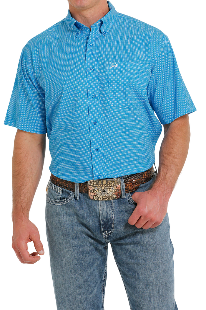 Men's Cinch Blue Arenaflex Short Sleeve Shirt
