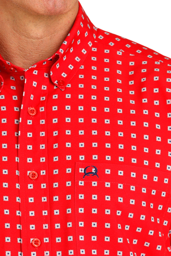 Men's Cinch Arenaflex Red Short Sleeve Shirt