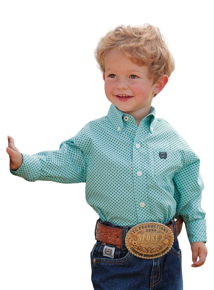 Little Boy's Teal Blue Western Shirt