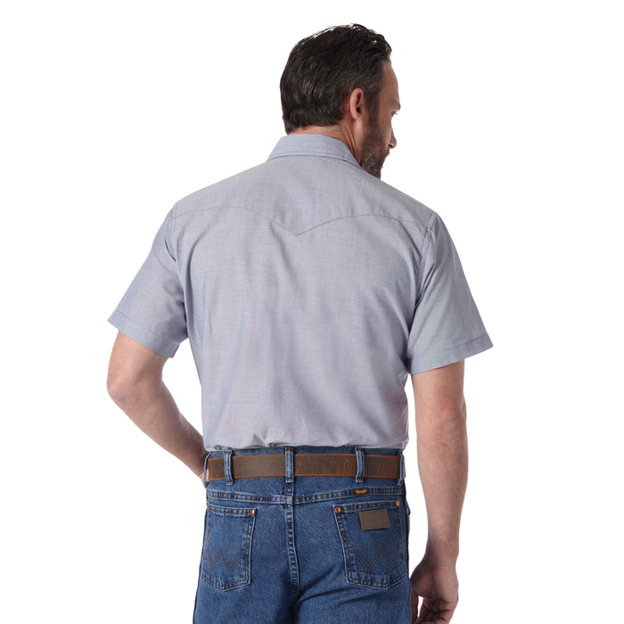 Men's Wrangler Denim Short Sleeve Polyester Work Shirt