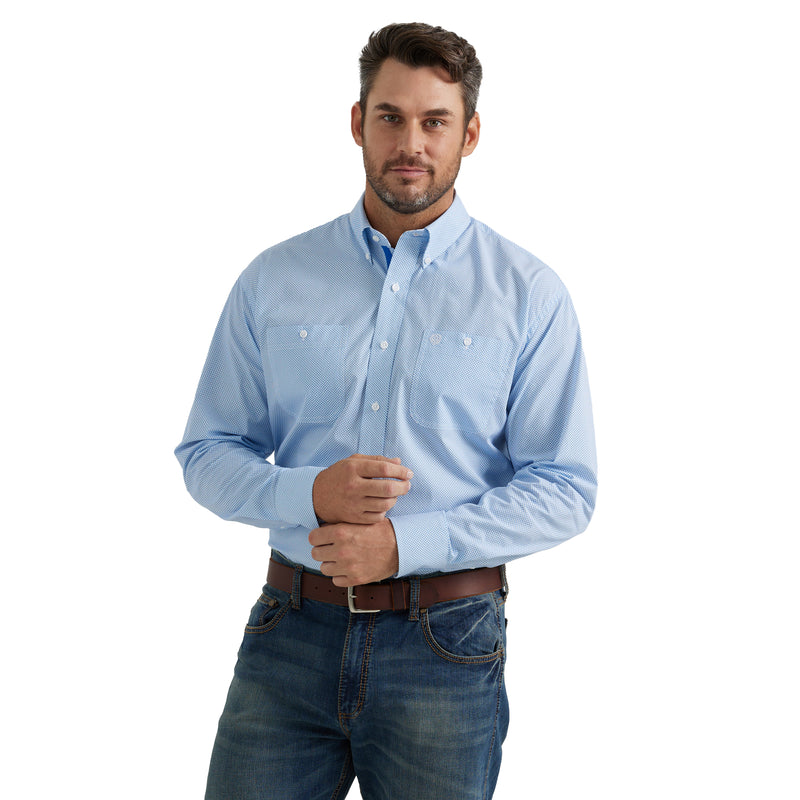 Men's Wrangler Light Blue Print Western Shirt