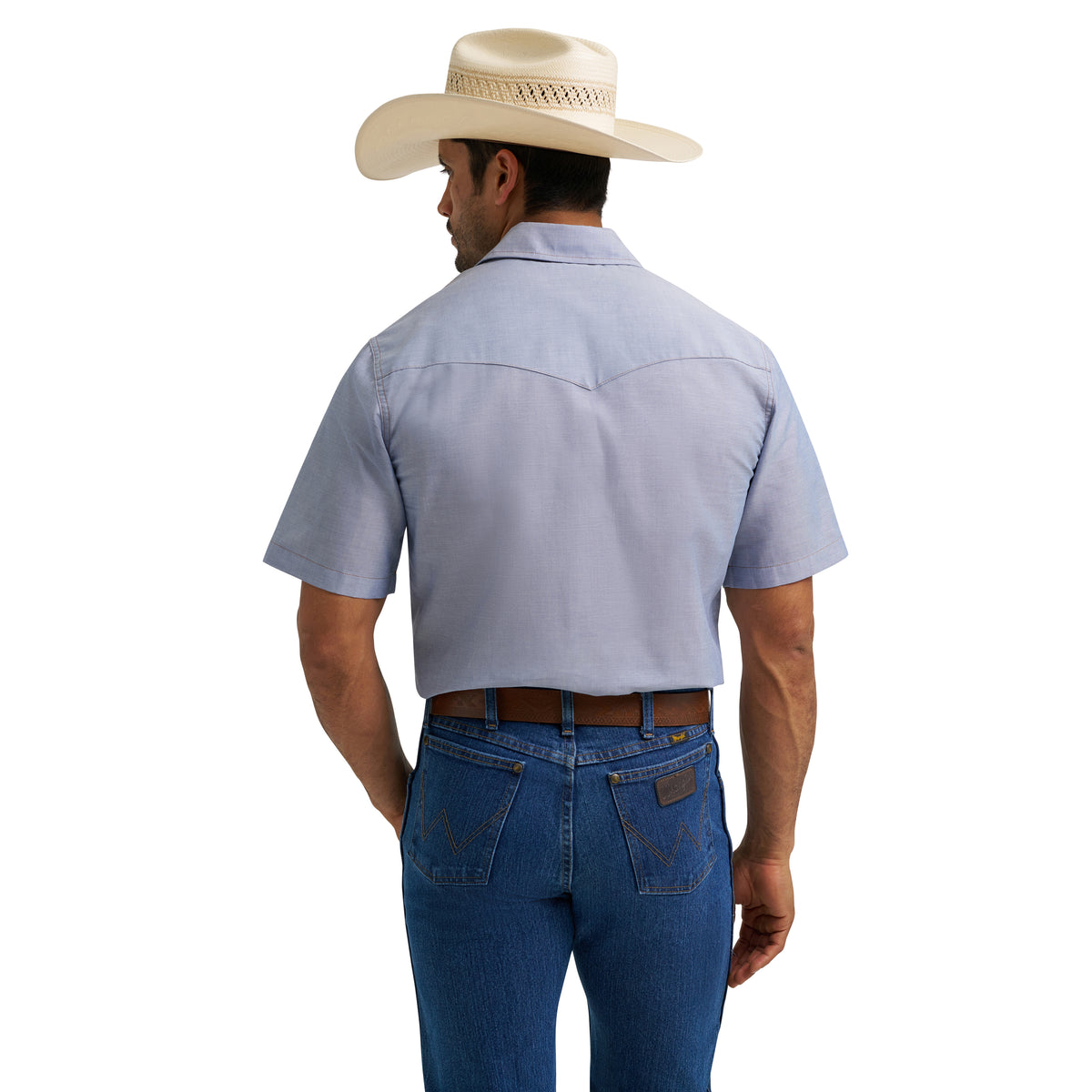 Men's Wrangler Denim Short Sleeve Polyester Work Shirt