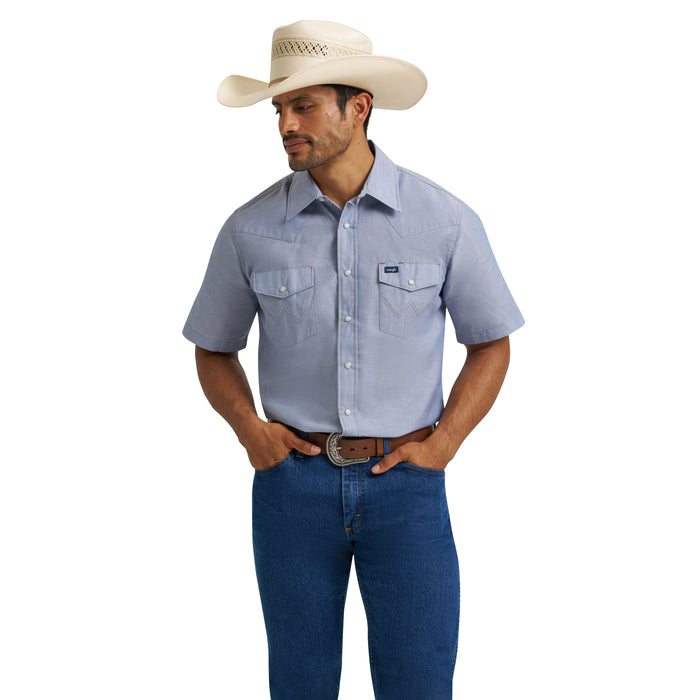 Men's Wrangler Denim Short Sleeve Polyester Work Shirt
