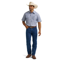 Men's Wrangler Denim Short Sleeve Polyester Work Shirt