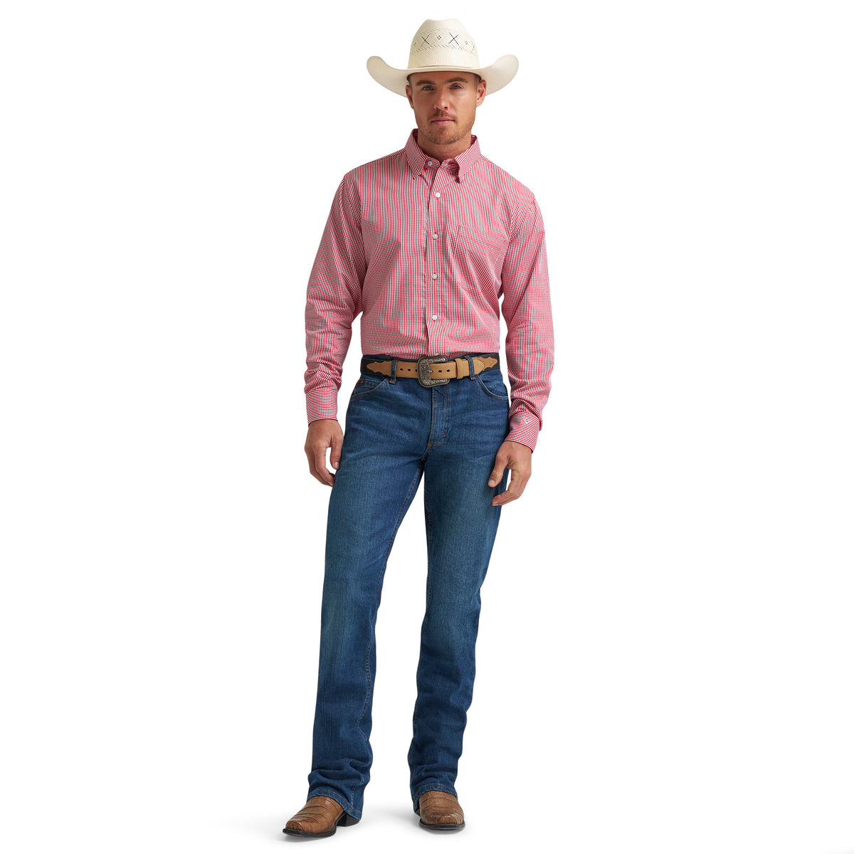Men's Wrangler Red/White Gingham Shirt