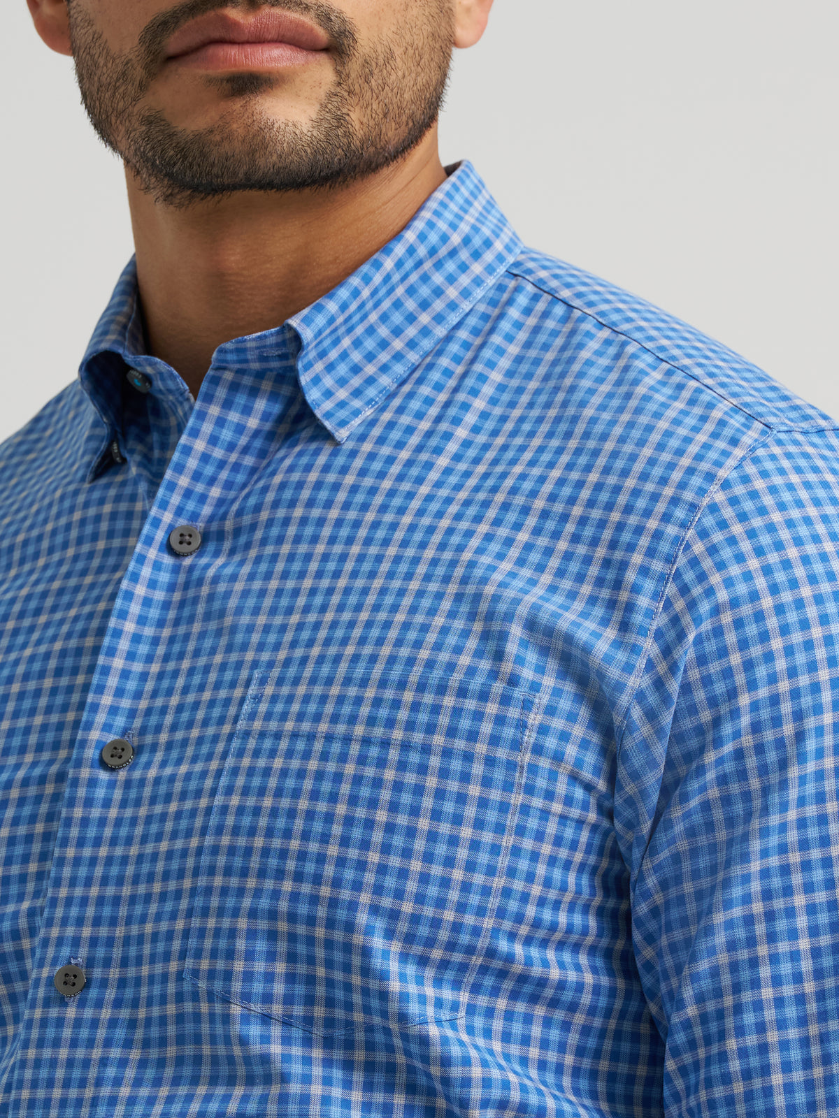 Men's Wrangler COJO Blue Plaid Shirt