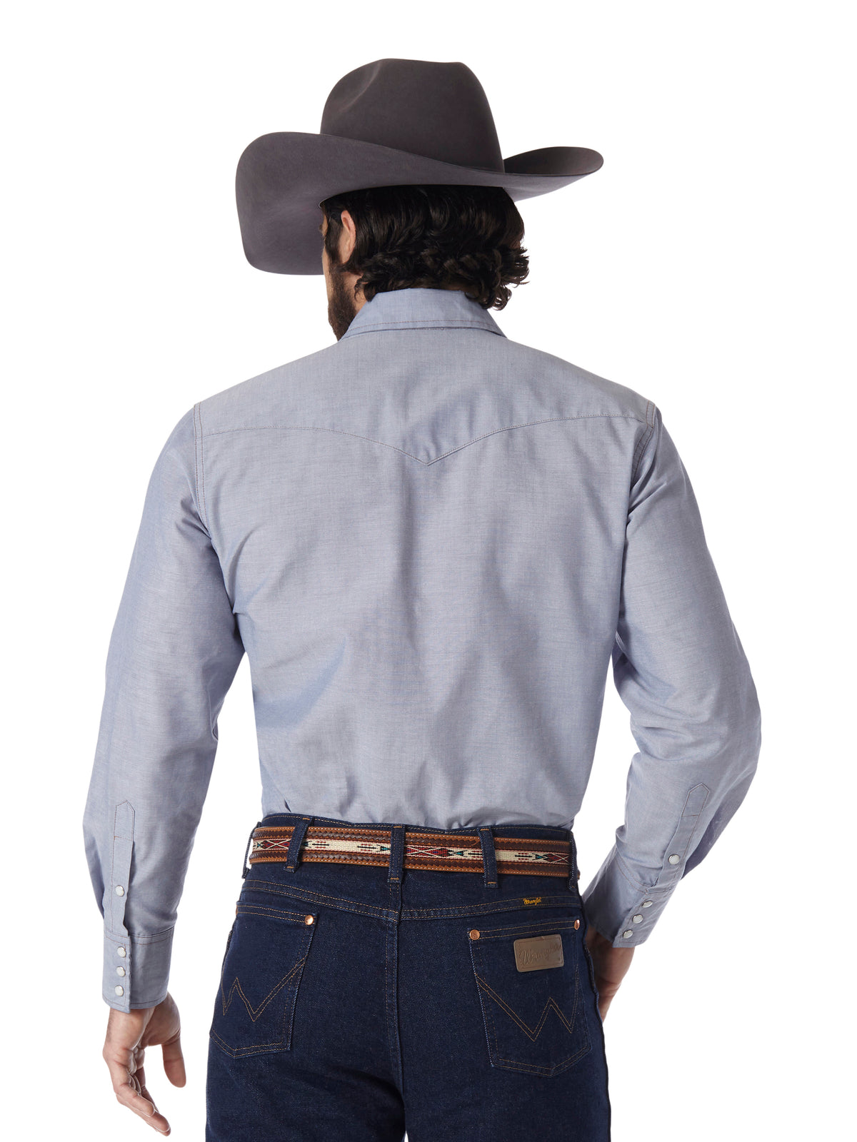 Men's Wrangler Denim Long Sleeve Polyester Work Shirt
