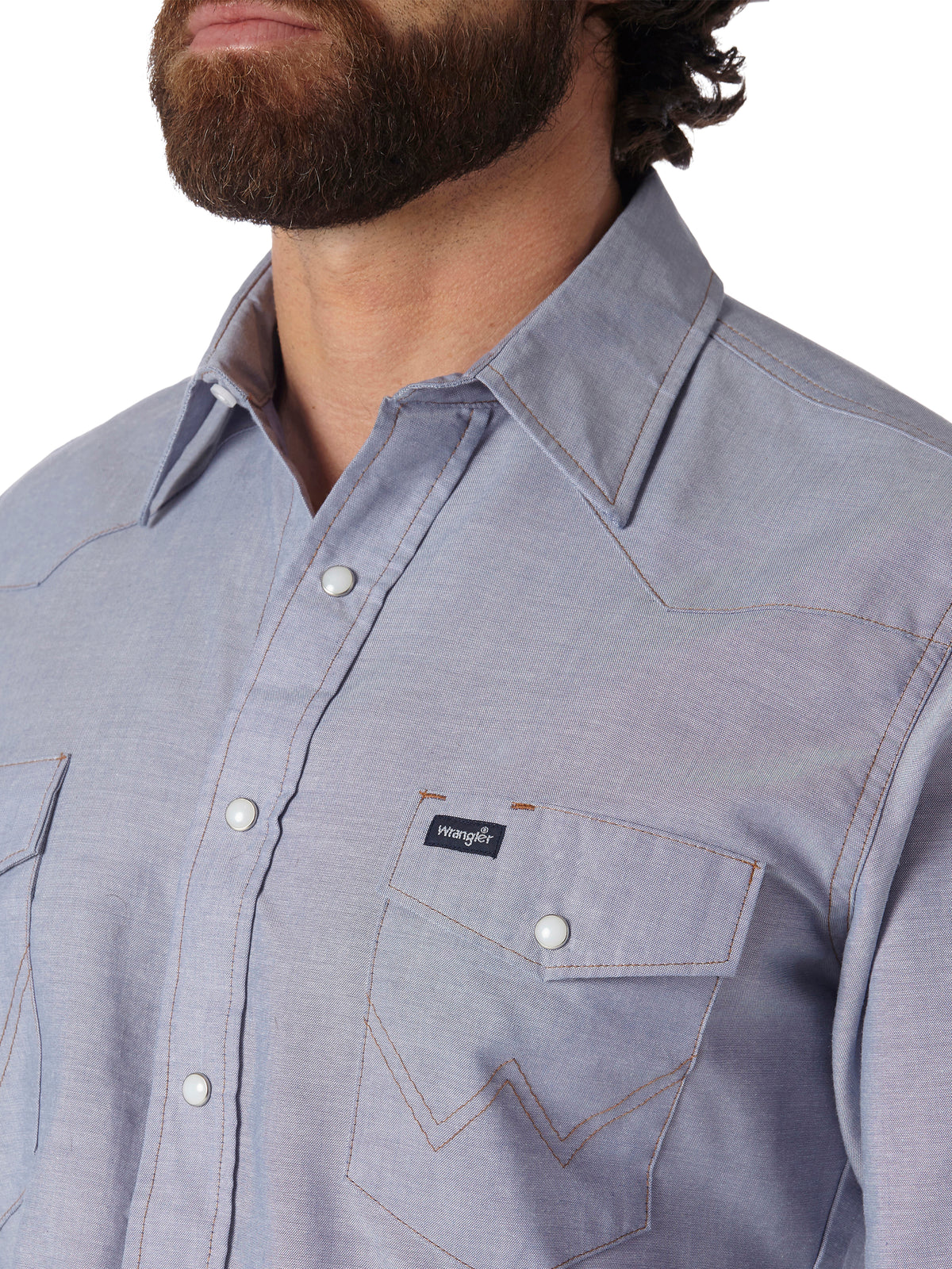 Men's Wrangler Denim Long Sleeve Polyester Work Shirt