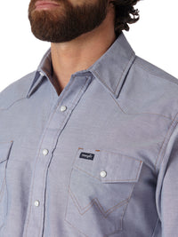 Men's Wrangler Denim Long Sleeve Polyester Work Shirt