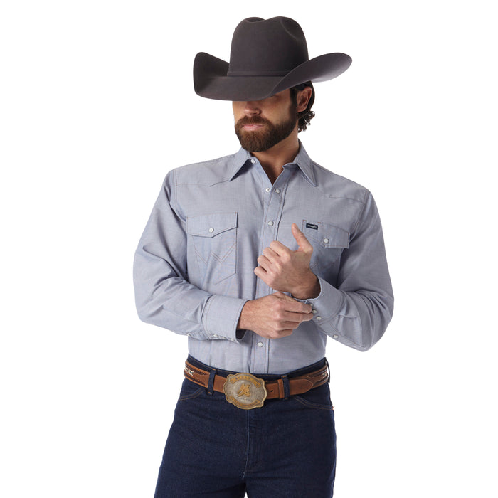 Men's Wrangler Denim Long Sleeve Polyester Work Shirt