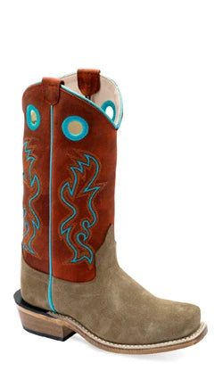 Kid's Old West Suede Cutter Toe Boot