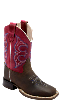 Kid's Jama Red Shaft/ Brown Square Toe Boot
