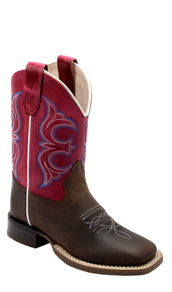 Children's Jama Red Shaft/ Brown Square Toe Boot