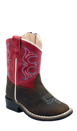 Infant Jama Red Shaft/ Brown Square Toe Boot