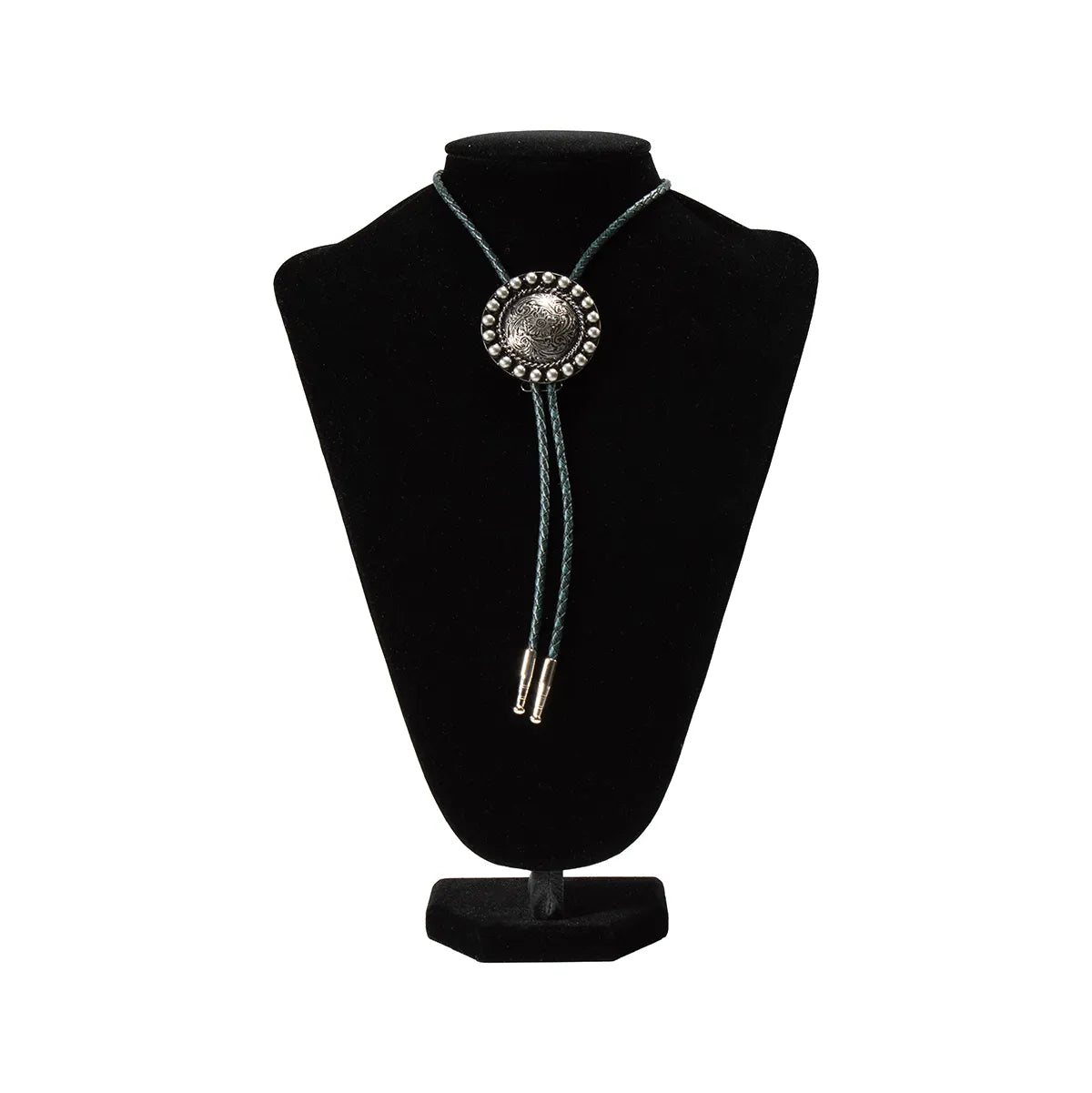 Double S Bolo Tie Floral Engraved