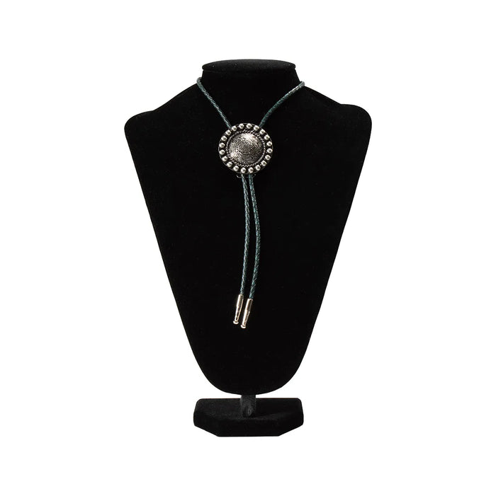 Double S Bolo Tie Floral Engraved