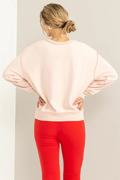 Women's Dusty Pink Long Sleeve Sweater