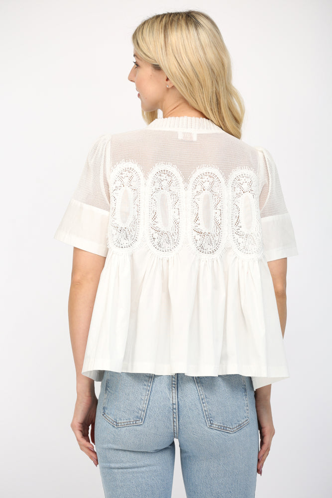 Ladies White Applique Top