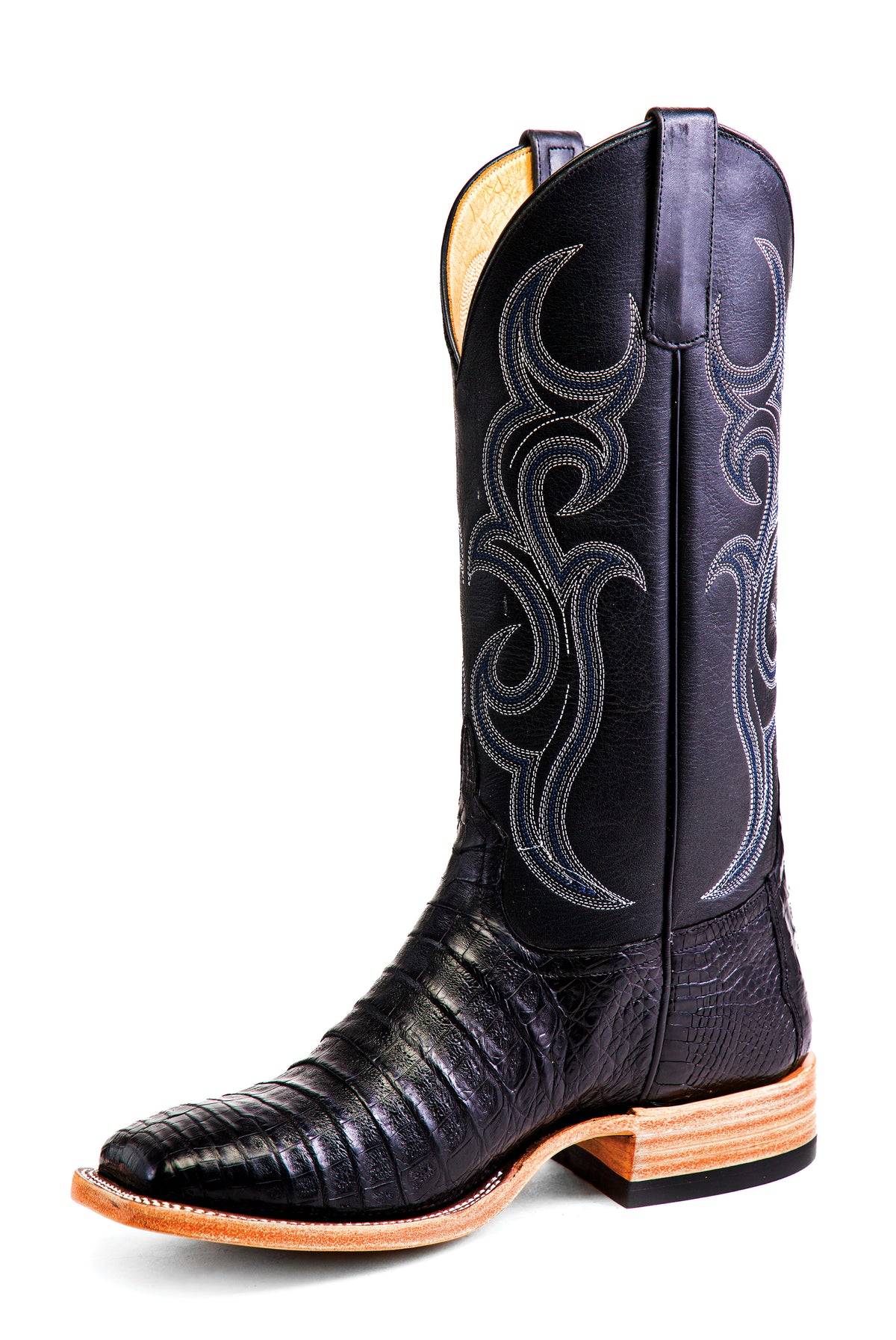 Men's Top Hand by Anderson Bean Black Caiman Boot