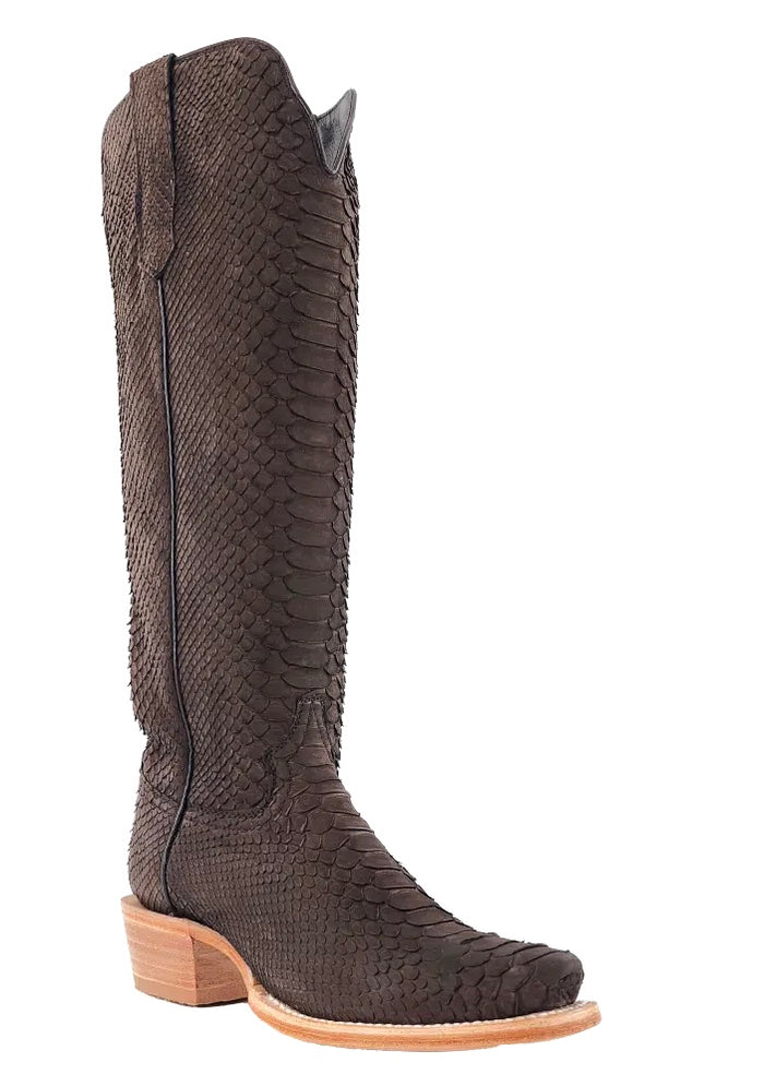 Women's R. Watson Chocolate Nubuck Python 17" Boots