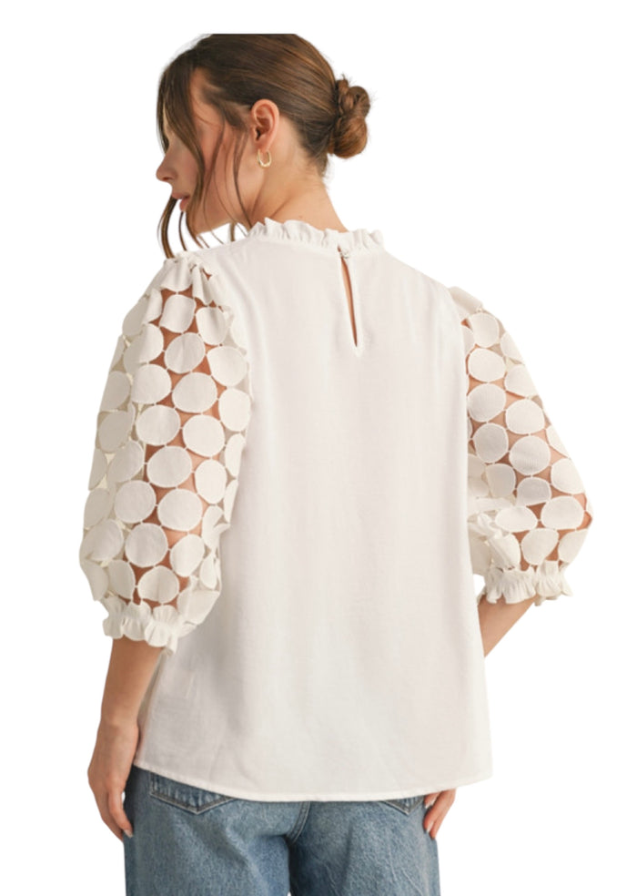 Ladies Off White Puff Sleeve Blouse