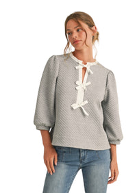 Ladies Heather Grey Bow Sweatshirt