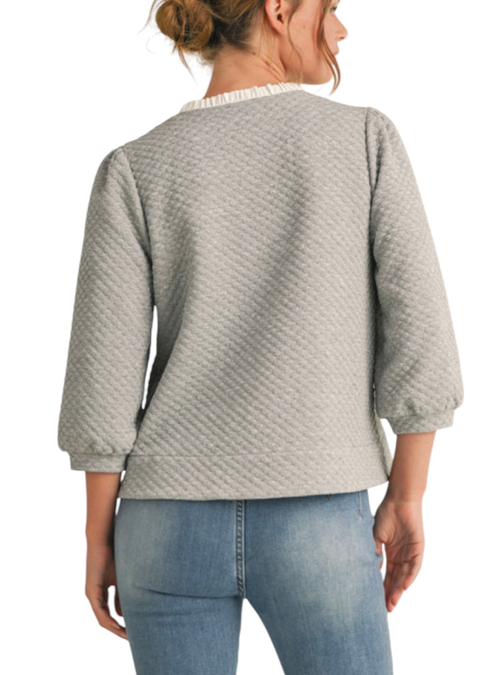 Ladies Heather Grey Bow Sweatshirt