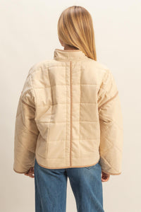 Ladies Beige Light Puffer Jacket