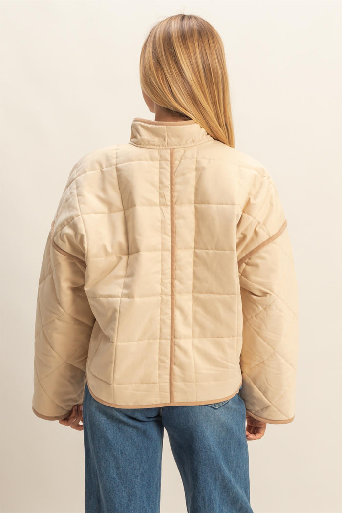 Ladies Beige Light Puffer Jacket