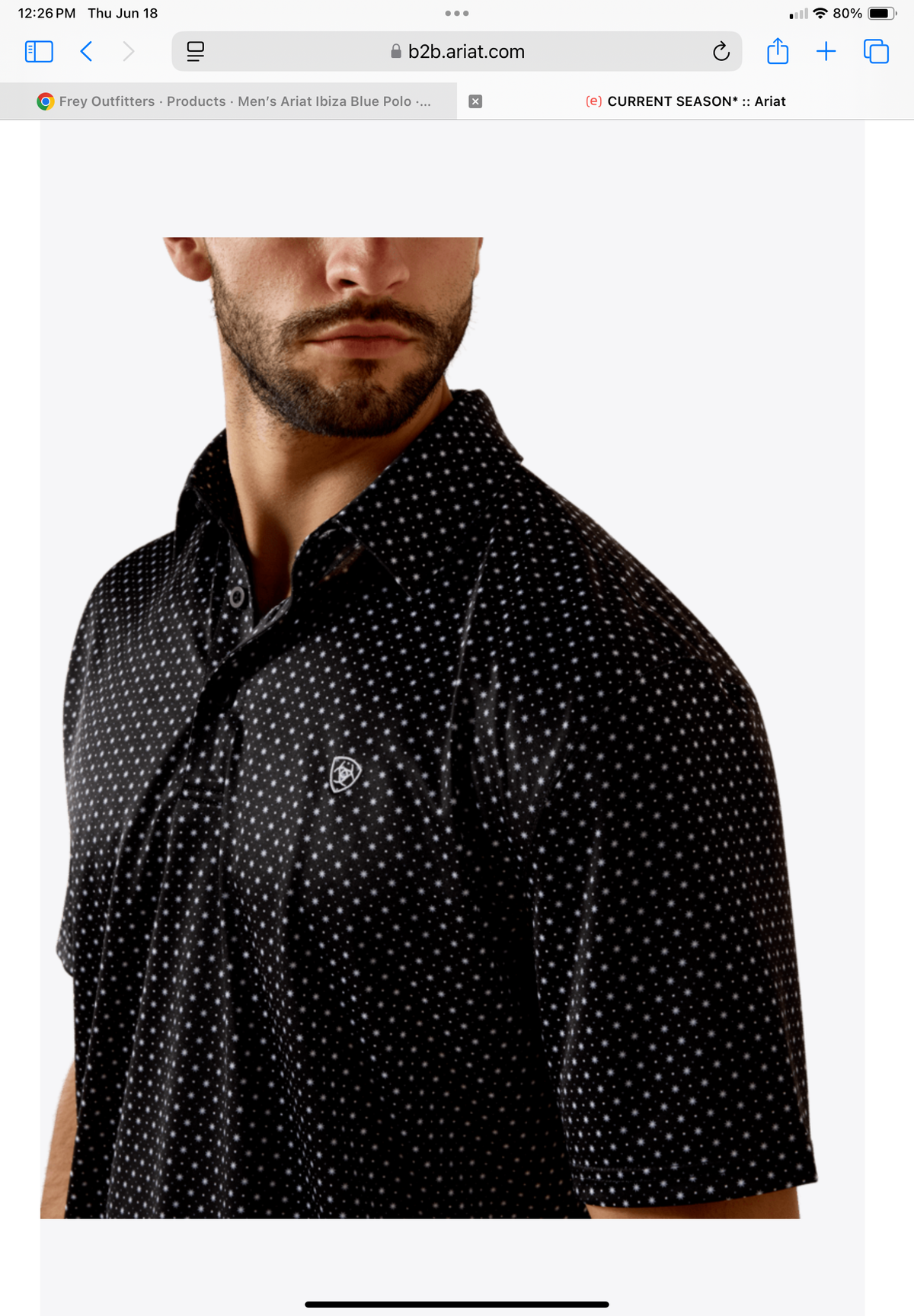 Men’s Ariat Black Star Print Polo