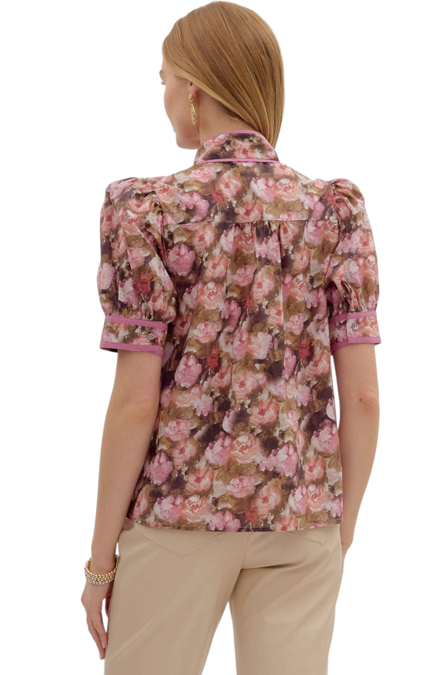 Ladies Mauve Floral Blouse