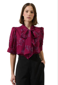 Ladies Plum Floral Blouse