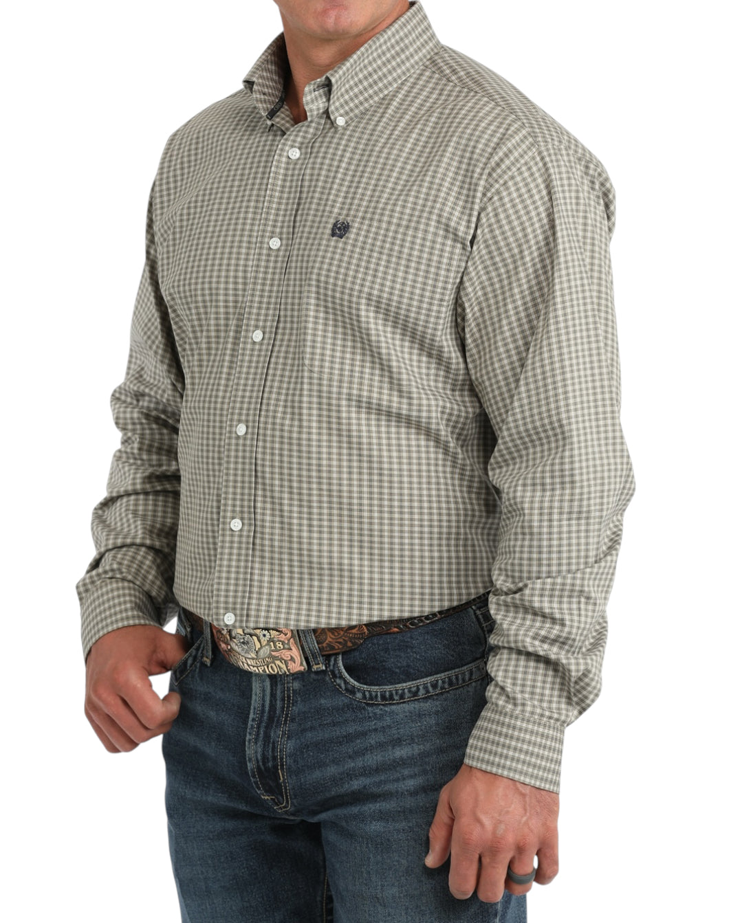 Men’s Cinch Olive Plaid Button Down Shirt