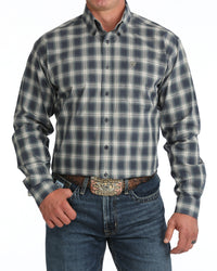 Men’s Cinch Navy Plaid Button Down Shirt