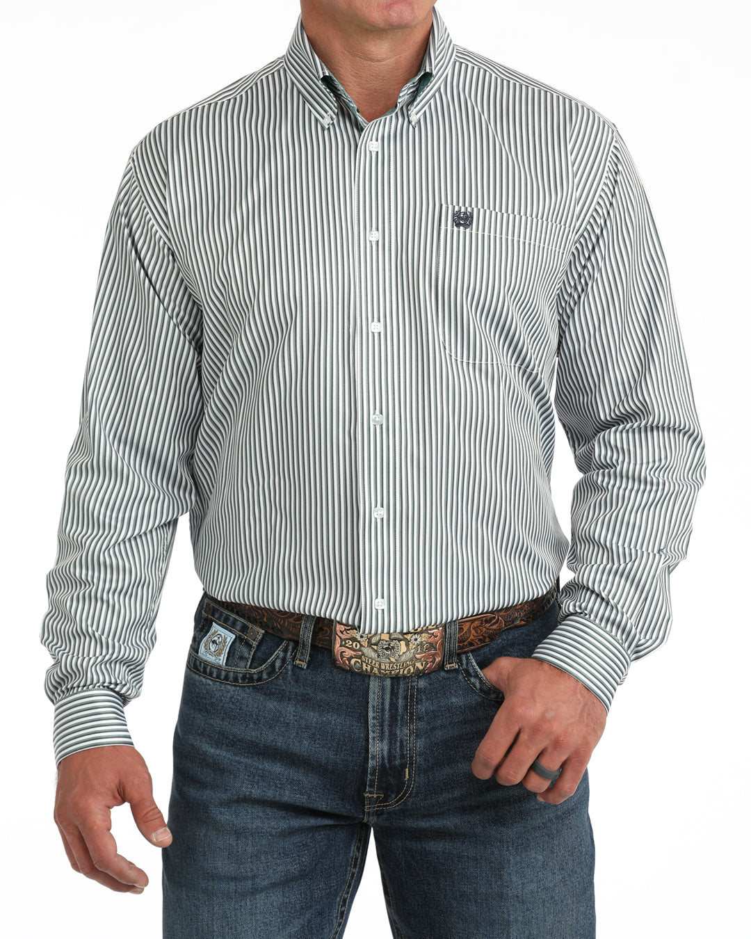 Men’s Cinch Blue Stripe Button Down Shirt