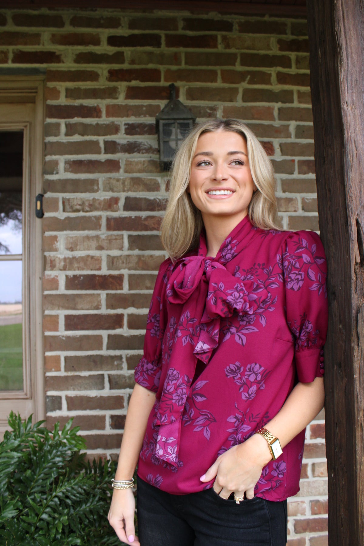 Ladies Plum Floral Blouse