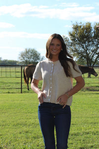 Ladies Taupe Short Sleeve Sweater