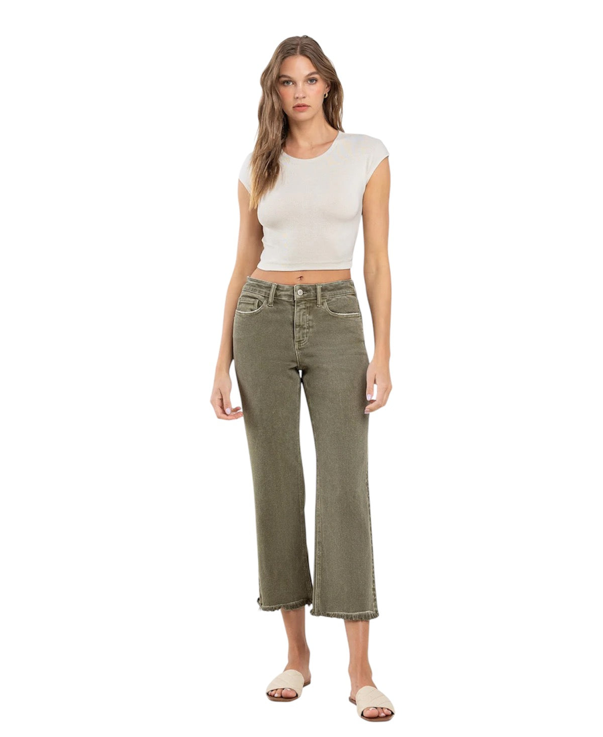 Ladies Veret Green Flare Jean