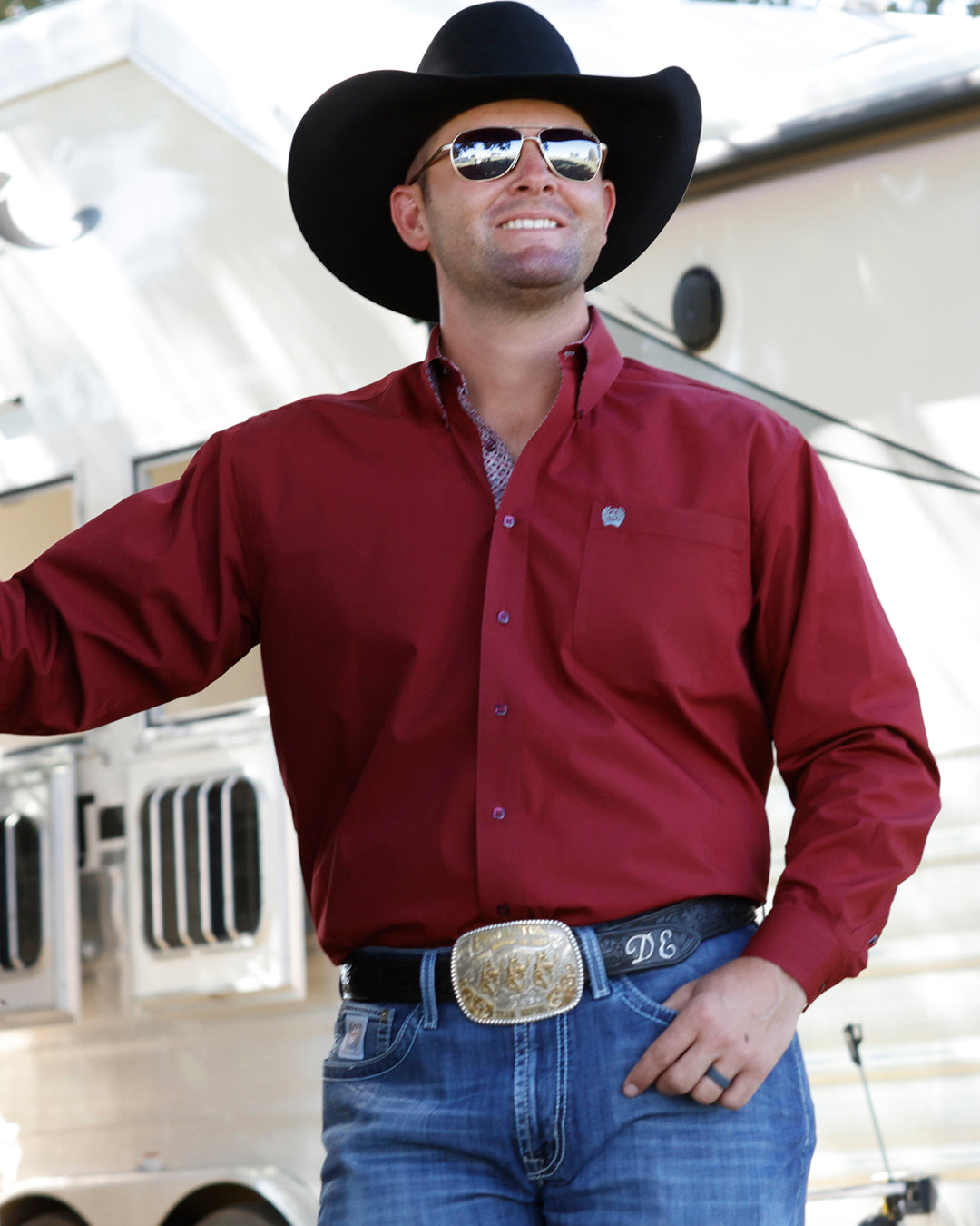 Men’s Cinch Burgundy Solid Shirt