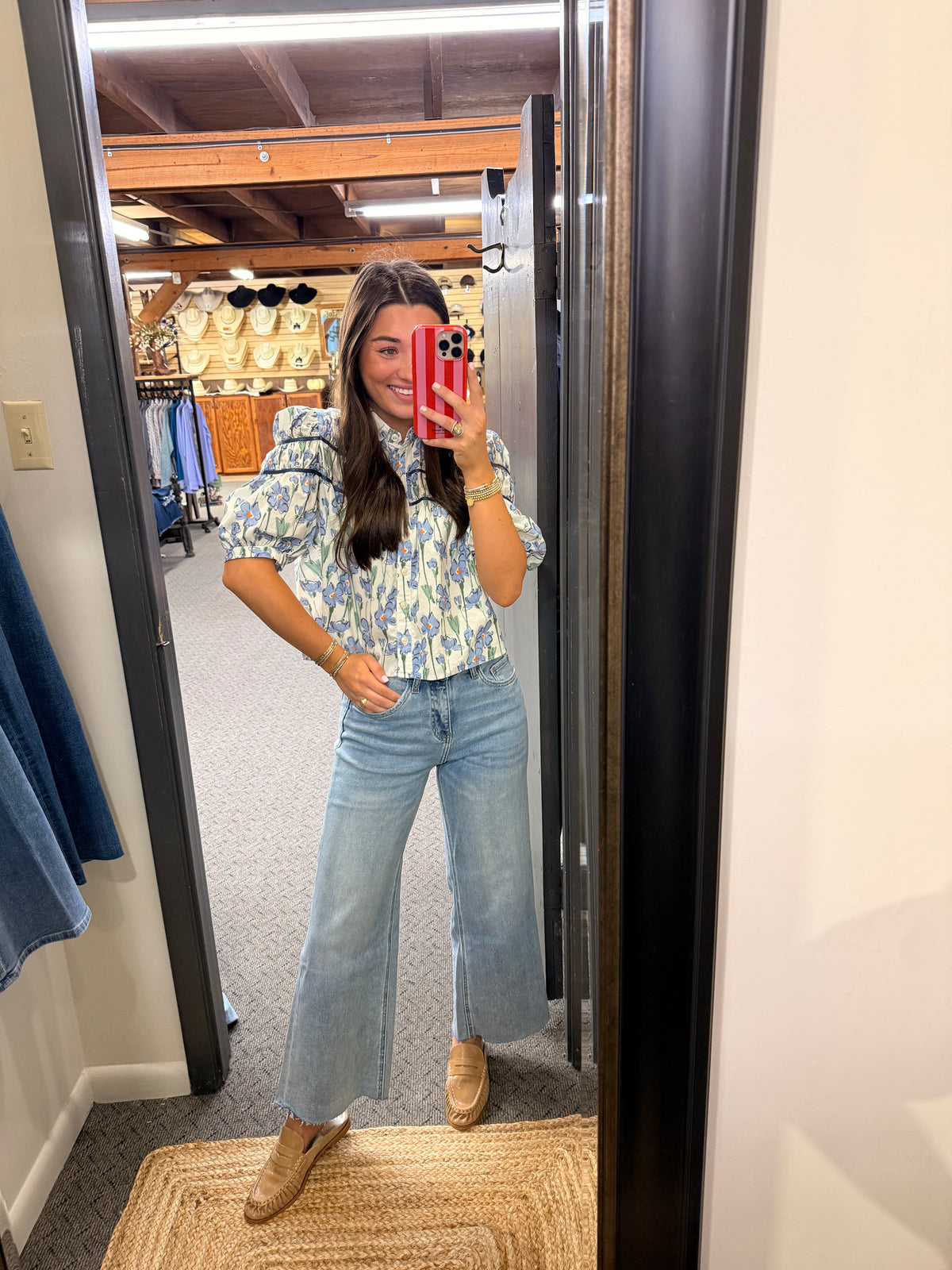 Ladies High Rise Wide Crop Jean