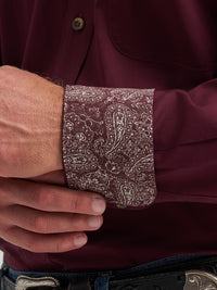Men's Wrangler Solid Burgundy Shirt