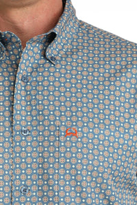 Men's Cinch Arenaflex Blue/Orange Print Shirt