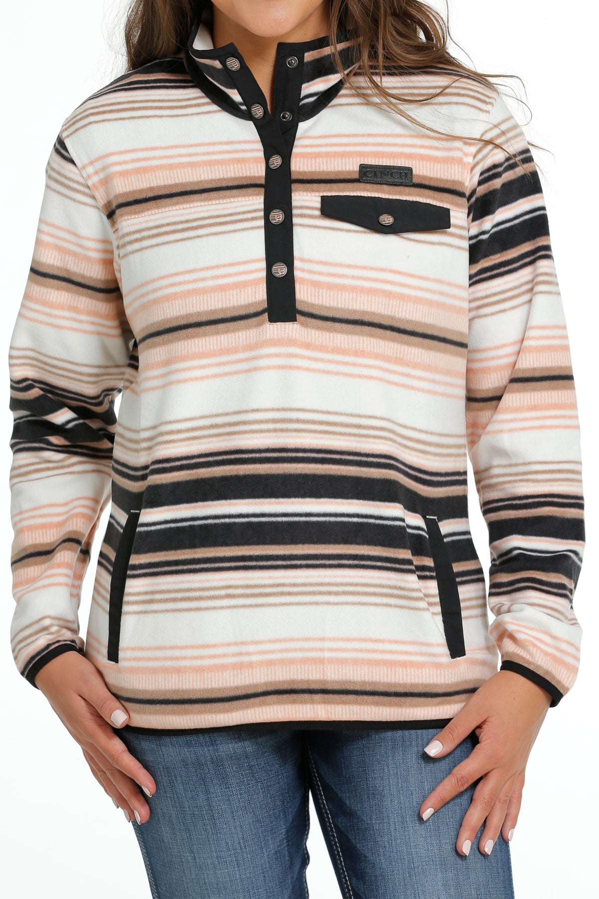 Women's Cinch White Polar Fleece Pullover