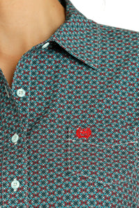 Ladies Cinch Arenaflex Green Print Western Shirt