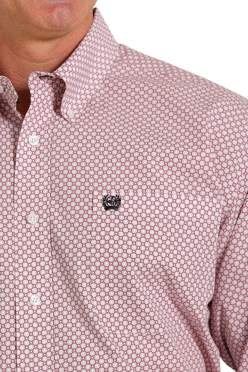 Men's Cinch Long Sleeve Pink Print Shirt