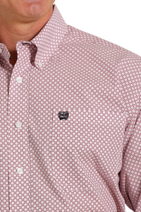 Men's Cinch Long Sleeve Pink Print Shirt