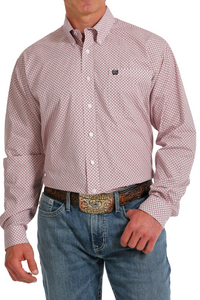 Men's Cinch Long Sleeve Pink Print Shirt